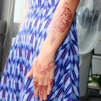 Nepremočljiva Začasni Tattoo Nalepke Prsih Čipke Henna Mandala poroko Flash Tetovaže Cvet Body Art Roko Ponaredek Tattoo Ženske Moški