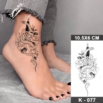 Nepremočljiva Začasni Tattoo Nalepke Stare Šole Flash Tattoo Nož Kača Cvetje Roko Zapestje Ponaredek Tatto Za Body Art Ženske Moški