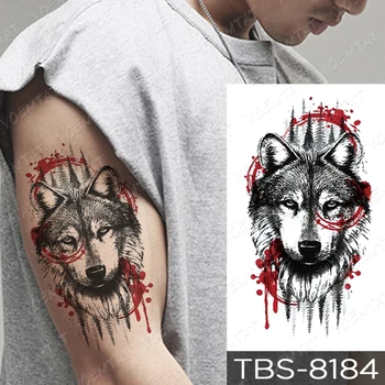 Nepremočljiva Začasni Tattoo Nalepke Volk, Lev, Tiger Flash Tetovaže Trikotnik Geometrijo Body Art Roko Vode Prenesti Ponaredek Tattoo Moški