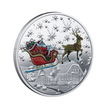 Nova Barva Božič Santa Claus Spominski Kovanec zlato, srebro Spominek Zbirateljske Umetnosti Visoke Kakovosti