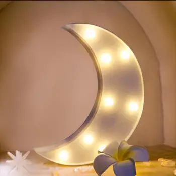Nove Strele Luna Oblikovan Noč Svetlobe Luštna 3D LED Nočna Lučka Luna Steno, Namizni Toplo Belo Svetlobo Otroci Soba Vrtec Lučka za Darilo