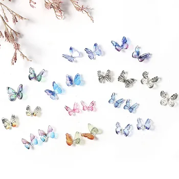 Novo 40Pcs Mini Akril Butterfly Lak za Dekor Ročno DIY Manikura Krila Plovila Pribor, Material za Nohte Umetnost Nakit Design