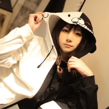 Odrasli Anime Dangan Ronpa Monobear Monokuma Črno Beli Medved Cosplay Kostum Suknjič Hoodie Zadrgo Jopico Hooded Suknjič Girl Boy