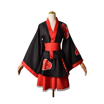 Odraslih Japonski Kimono Cosplay Otroci Akatsuki Tiskanja V Oblaku Uchiha Sasuke Hyuga Hinata Lolita Kostum Obleko Ženske, Dekleta Halloween