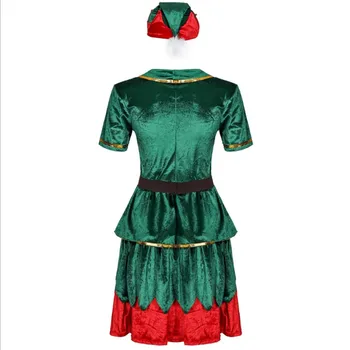Pari Božič Elf Kostum Ženske&Moških Santa Claus Cosplay Kostum Božič Santa ' s Helper Kostum Obleko Za Ženske, Moške Plus Velikost