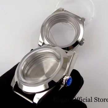 Polirani 39 mm Samodejni Watch Primeru fit NH35A NH36A Obokan/Safirno Steklo Videli Stekla Nazaj Vijak Navzdol Krono
