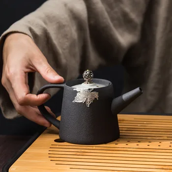 Preprosta Črna Keramika Čaj Lonec Keramični Eno Čajnik Japonski Slog Čajnik Velikosti Retro Lončenina Iz Porcelana Čajnik Čaja Lonci