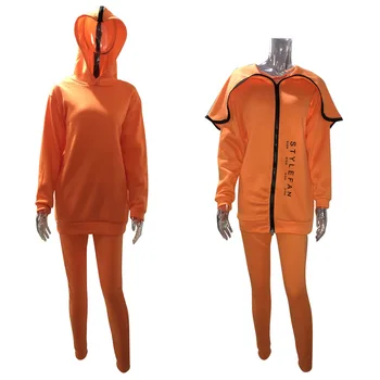 Priložnostne Hoodie Sweatsuit z Modo Zadrgo, 2 Kosa Določa Long Sleeve Hooded Majica in Hlače 2021 Pomlad Jesen Trenirko