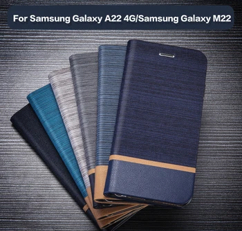 PU Usnje Denarnice Ohišje Za Samsung Galaxy A22 4G Poslovni Telefon, Ohišje Za Samsung Galaxy M22 Knjige v Primeru Mehke Silikonske Zadnji Pokrovček