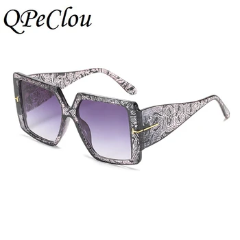 QPeClou Nov Modni Leopard Kvadratnih Sončna Očala Ženske Blagovne Znamke Oblikovalec T Prevelik Sončna Očala Ženske Veliko Odtenkov Oculos Feminino