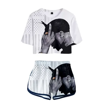 Rapper Tupac Amaru Shakur Dva Kosa iz Bombaža T shirt Gangsta Tupac Obleko Hlače Obreži Zgoraj Moda Vrhovi in Hlače Hlače