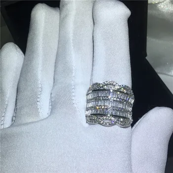 Ročno Dragocen prstan T oblike AAAAA Cz Kamen Srebrne barve Posla poročni prstan prstan za ženske, moške Prst Nakit Darilo