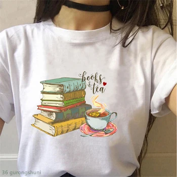 Studious knjiga t-shirt ženske, mleko, čaj dekle s knjigo graphic tee ženske smešno print bela majica femme vrhovi poletje Harajuku majica