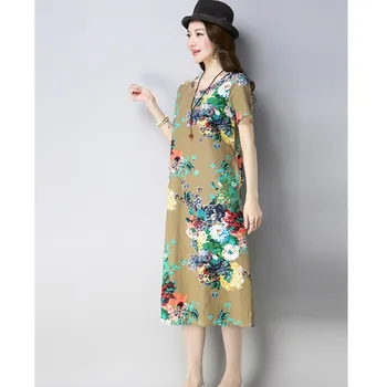 UHYTGF 5XL plus velikost obleka ženske modni tisk poletje obleko temperament mama priložnostne obleke Etnične slog elegantno obleko vestido545