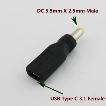 USB 3.1 Vrste C, USB-C Ženski 5,5 mm x 2.5 mm Moški DC Napajanje Polnjenje Polnjenje Adapter Adapter za Priključek