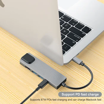 USB C HUB Tip C za HDMI-USB 3.0 Dvojni Napajalnik, 5 v 1 Tip C HUB Dock Postajo za MacBook Pro Air USB C Splitter