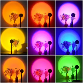 USB LED Lučka Projekcija RGB Svetilka Sunset Noč Svetlobo Daljinskega upravljalnika Za Dom Spalnica Steno Dekor Mavrični Svetlobi Dekoracijo