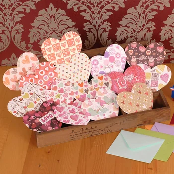 Valentine voščilnice z ovojnico,15 modelov sladko srce oblikovan mini prazno voščilnice za ljubimec/poroka