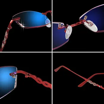 Vanlook Žensk Nosorogovo Obravnavi Očala Stopnje Rimless Protiodsevni Eye Glasses Pogled z Dioptrije +1 1.5 2 2.5 3 3.5 4