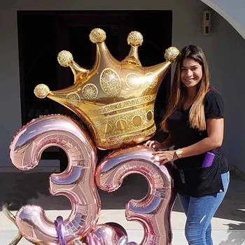 Veliko Zlato Krono Aluminija Film Balon Bar Obletnico Happy Birthday Princ Princesa 1. Rojstni dan Baby Tuš Odlikovanja