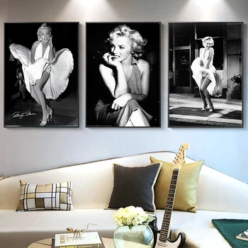Vintage Slika Plakati in fotografije Marilyn Monroe Znane Lepote Črno Bela Fotografija Platno Stensko Slikarstvo Umetnost Slike Doma Dekor