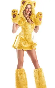 Vroče Prodaje Zlati Medved Lepoto Kostum, Z Brezplačnimi Dostava 3S1355 Halloween Colplay Obleko Živali Lady Seksi Kostum