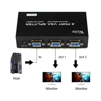 Wiistar 2 Vrata VGA Splitter 1 V 2 od VGA Video Splitter Stikalo 1x2 za PS4 TV Projektor Monitor VGA Splitter