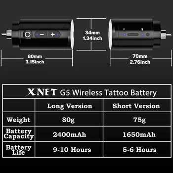 XNET G5 Brezžični Tatoo Baterija Napajanje RCA Vmesnika Za Tatoo Rotacijski Stroj Fount Tok Hitro Chargering