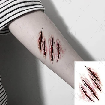 Začasni Tattoo Nalepke Grozo Živali Kuščar Rane Realne Krvi Poškodbe Brazgotina Halloween Ličila Body Art