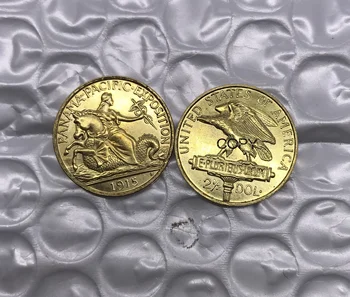 Zda, 1915 S Kovancem ZDA 2 1/2 Dolarjev Panama - Pacific Priročniku Kovinski Medenina zlatnik, NAS Spominek Kopijo Kovancev