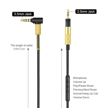 Nadgradnjo Zamenjava Stereo Avdio Kabel Podaljšek Glasbe Kabel Za Sennheiser Zagon 1.0 2.0 3.0 1 2 3 HD1 Več Na Uho Slušalke